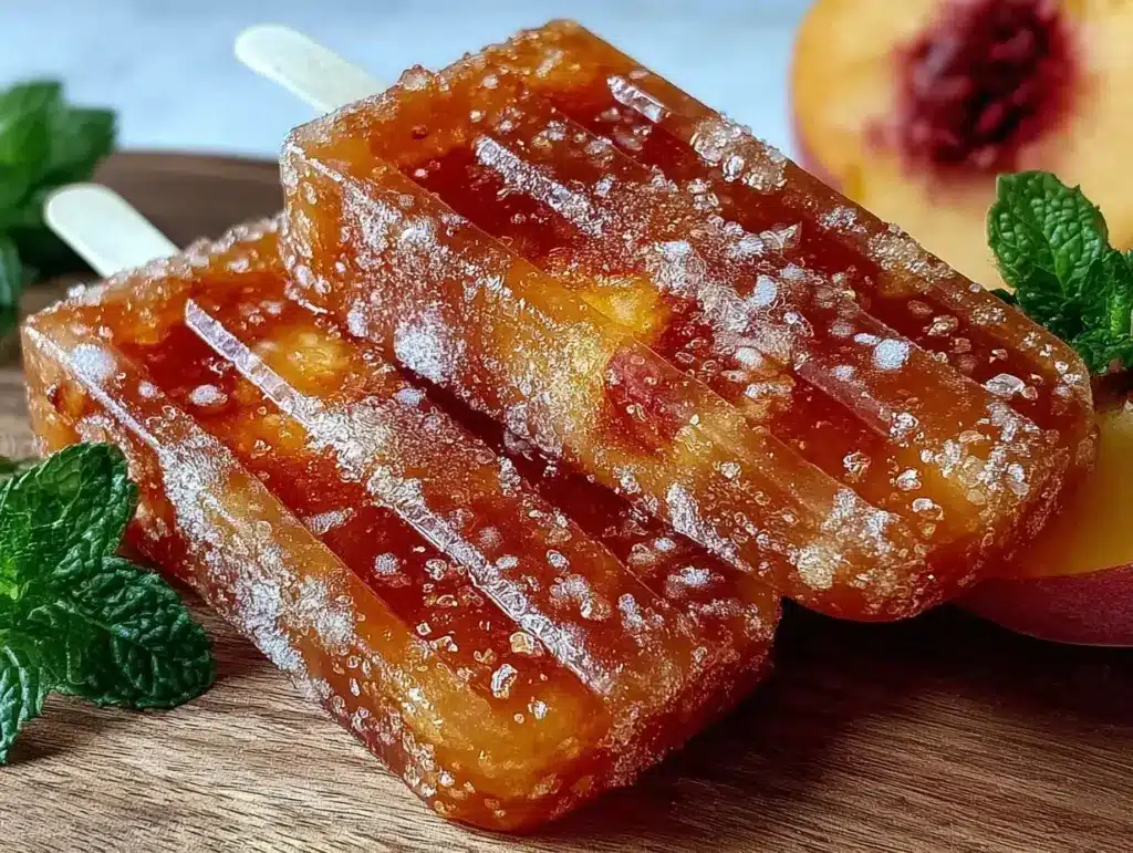 frozen peach bellini popsicles - featured image