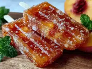 frozen peach bellini popsicles - featured image