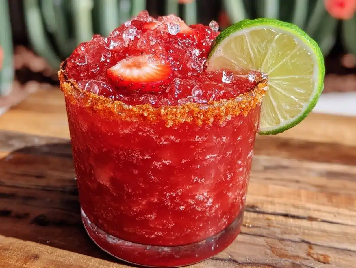 frozen strawberry margarita slushie preparation steps