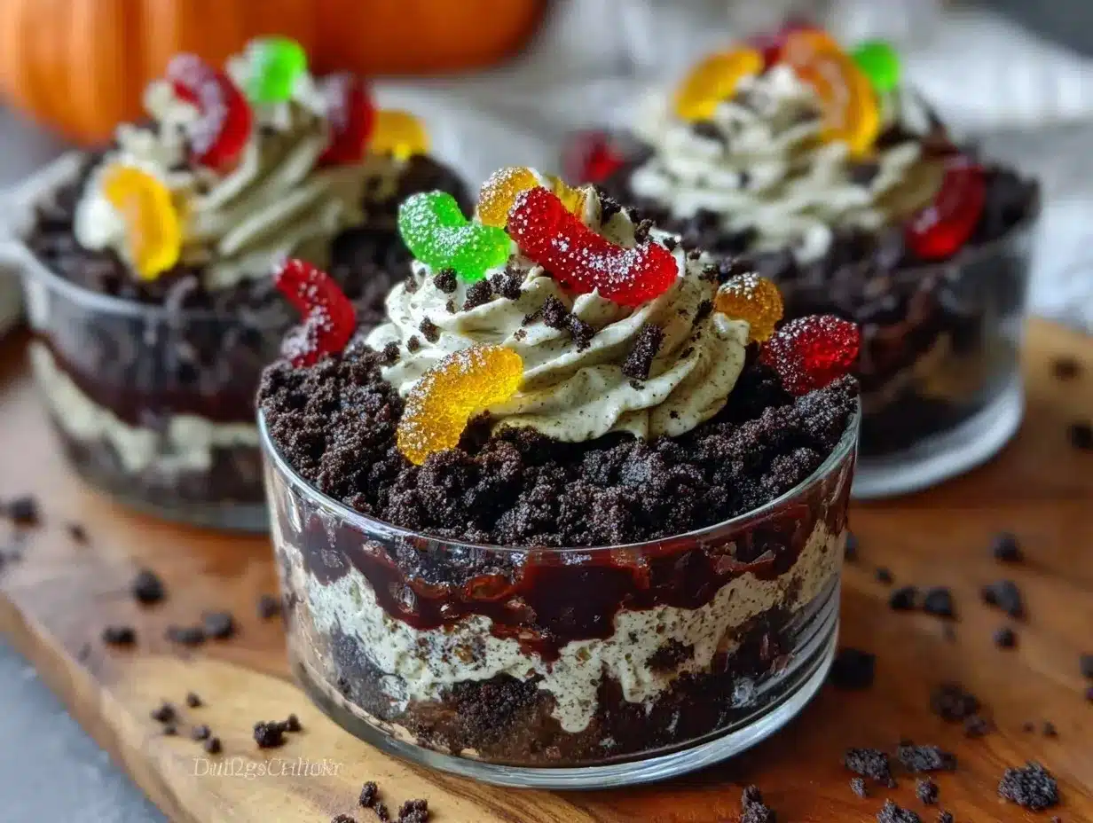 Graveyard Oreo Dirt Cups preparation steps