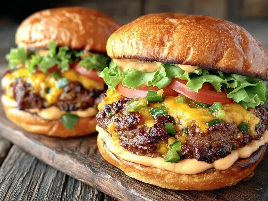 grilled jalapeño cheddar burgers - featured image