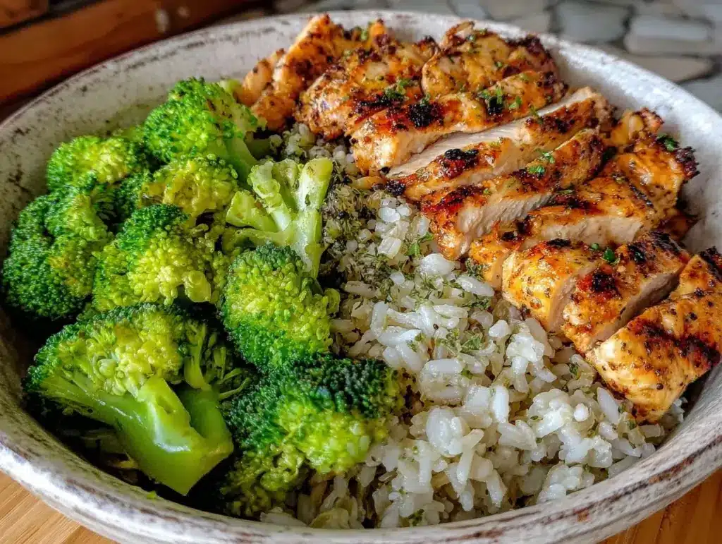 Healthy Brown Rice Chicken and Broccoli Meal Prep Bowl - featured image