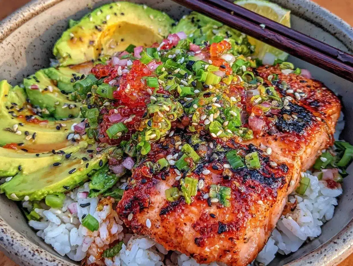 high-protein salmon and avocado rice bowl preparation steps