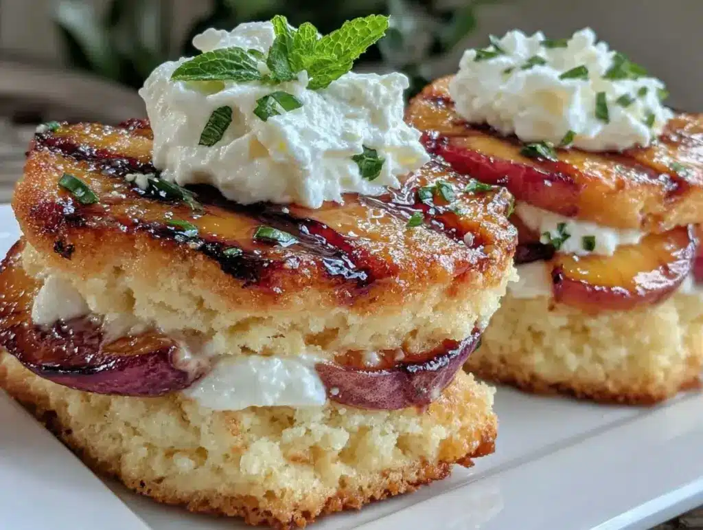 honey bourbon grilled peach shortcake - featured image