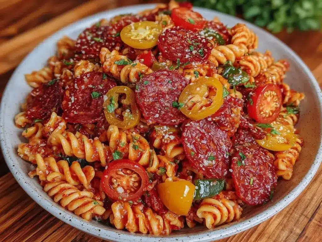 Italian pasta salad with pepperoni and banana peppers - featured image