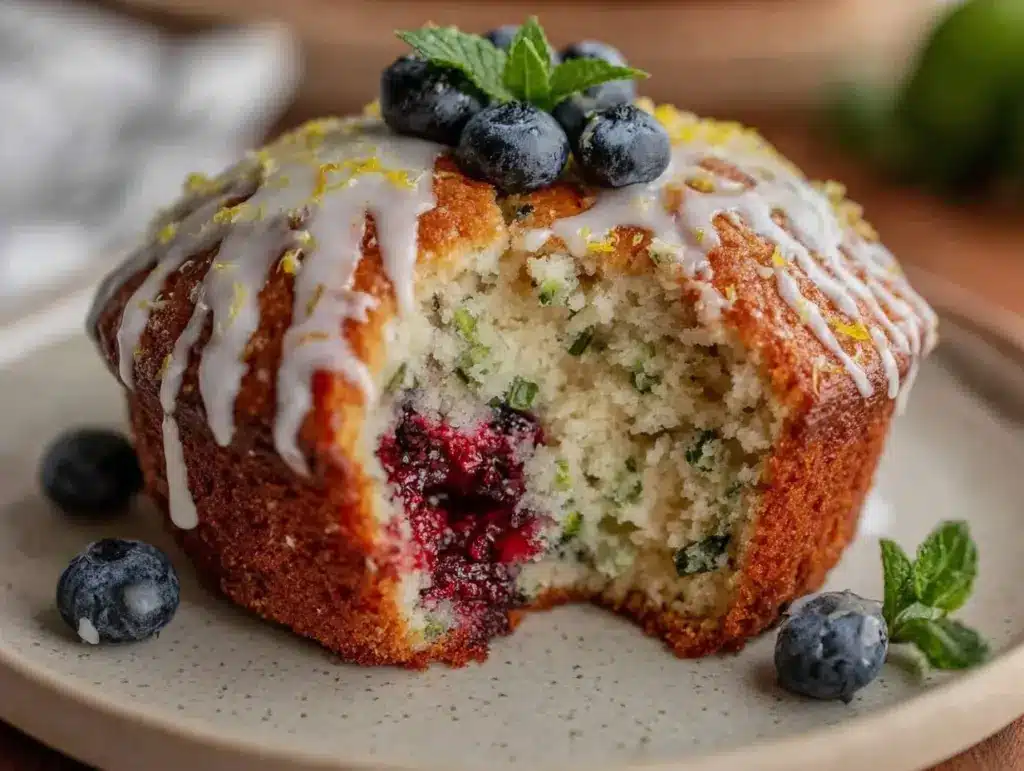 lemon blueberry zucchini muffins - featured image