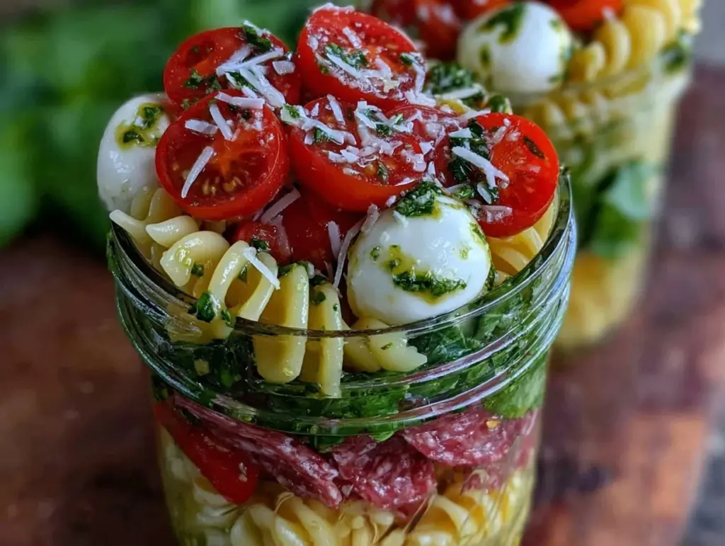 mason jar pasta salad - featured image