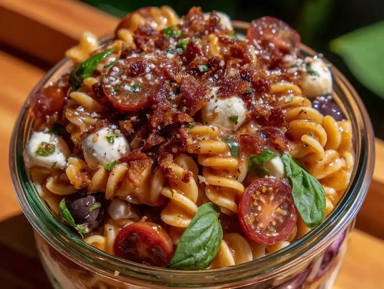 mason jar pasta salad preparation steps