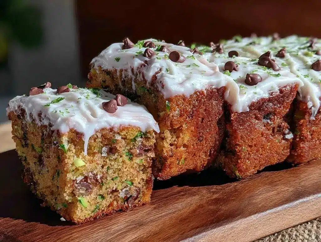 moist chocolate chip zucchini snack cake - featured image
