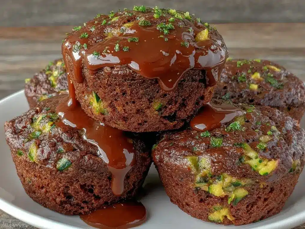 moist double chocolate zucchini muffins - featured image