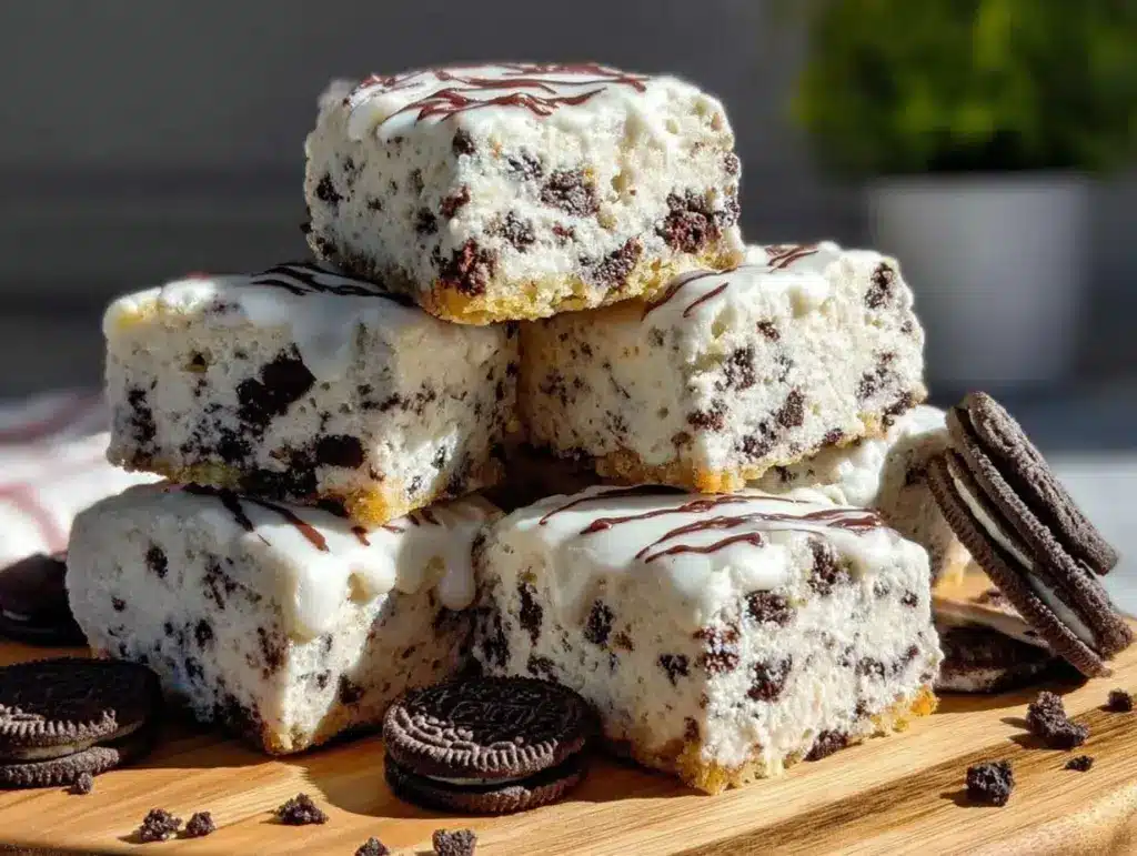 no bake cookies and cream snack bars - featured image