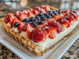 no bake strawberry cheesecake tart - featured image