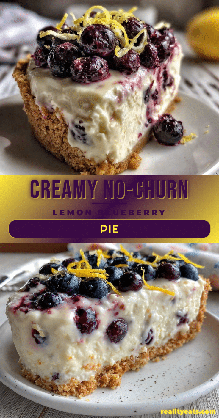 no-churn lemon blueberry ice cream pie recipe