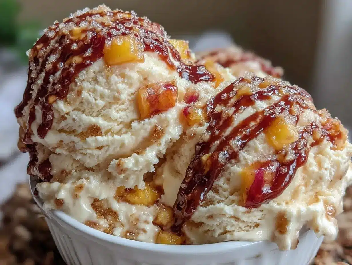 no-churn peach cobbler ice cream preparation steps