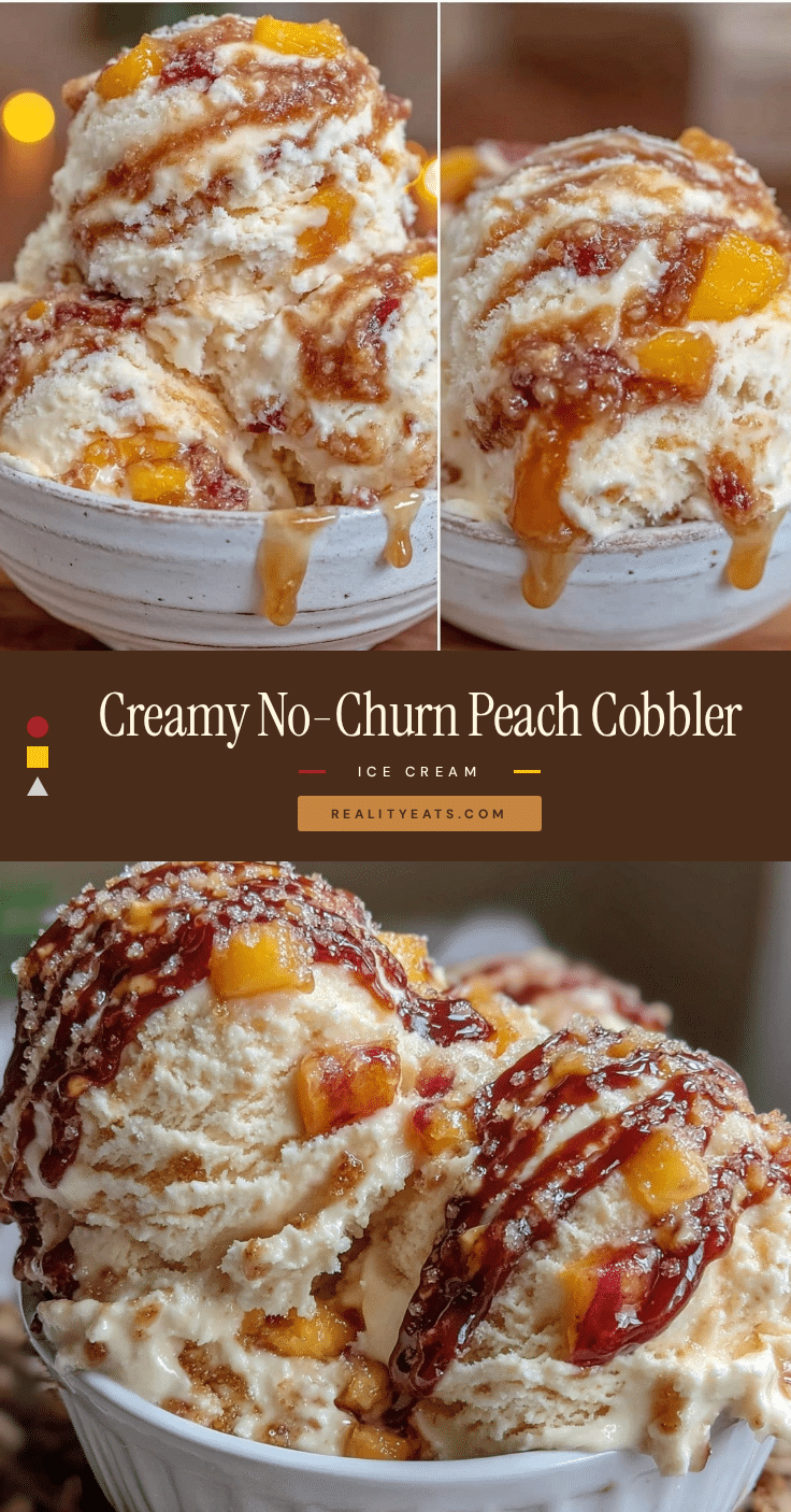 no-churn peach cobbler ice cream recipe