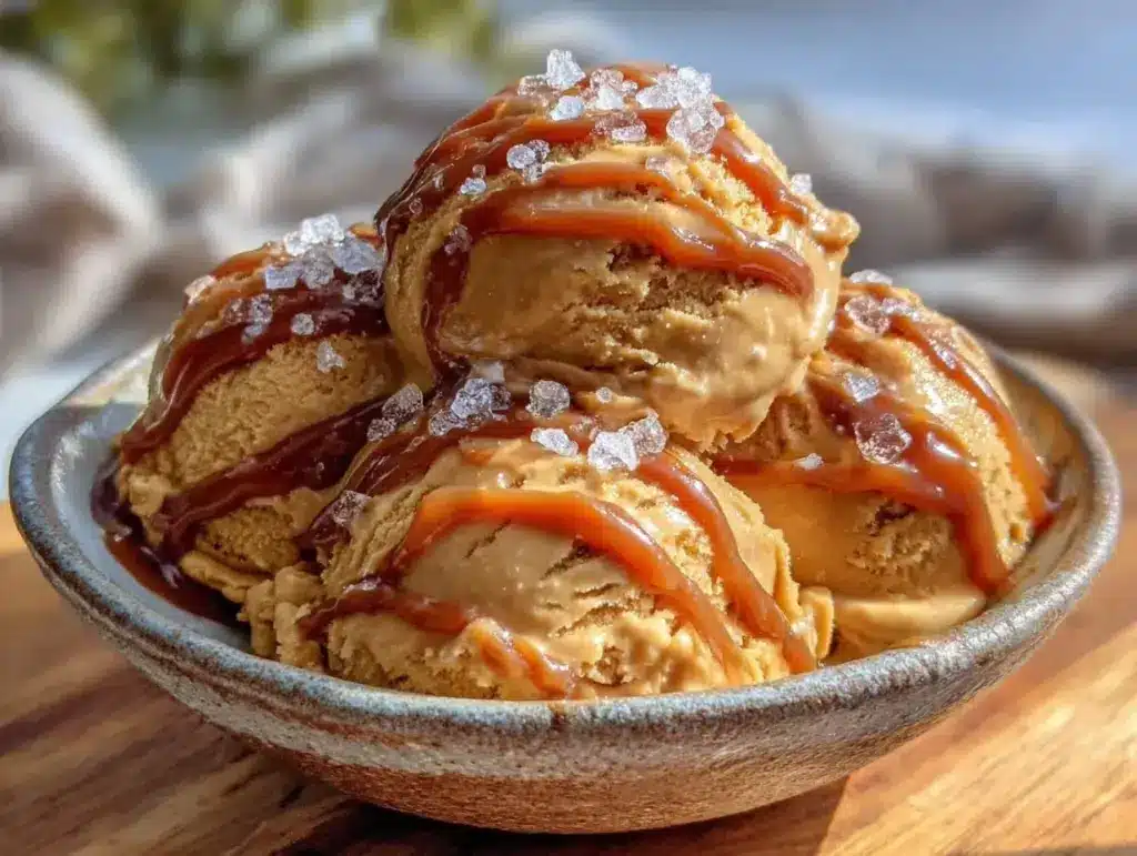 no-churn salted caramel ice cream - featured image