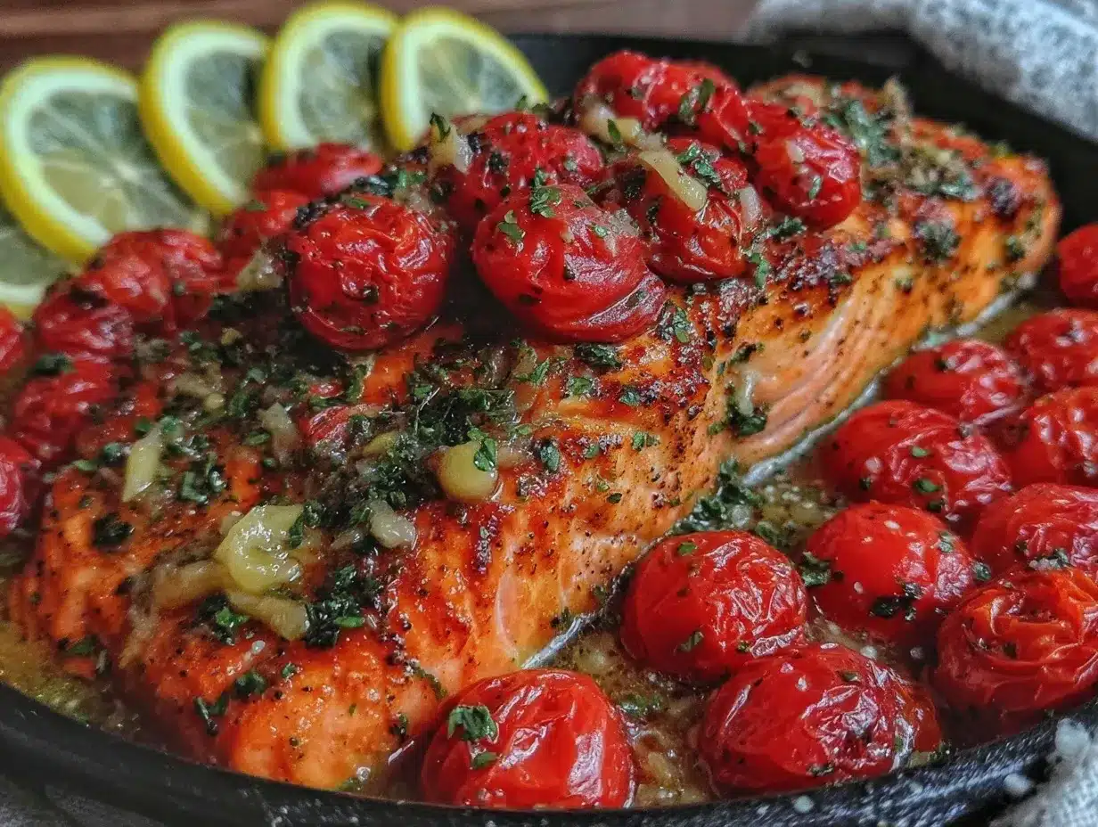 one-pan lemon garlic salmon preparation steps