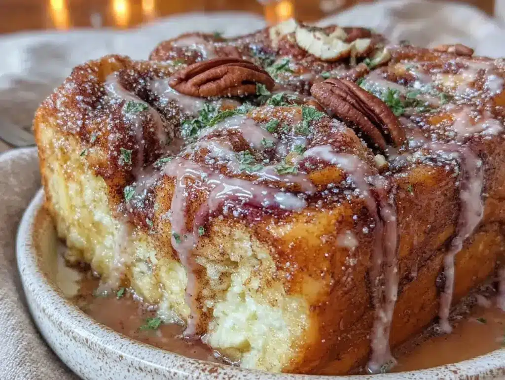 overnight cinnamon roll french toast casserole - featured image