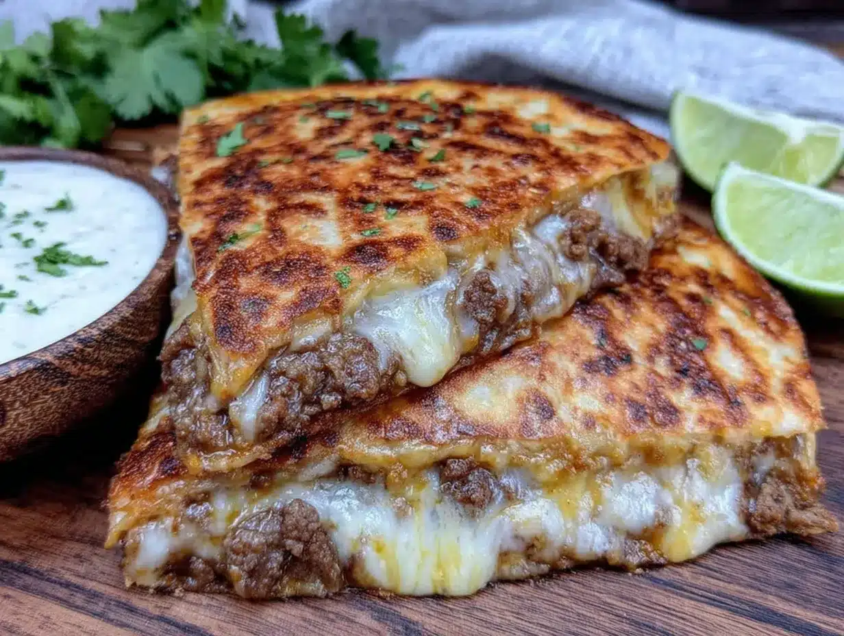 quick crispy ground beef quesadillas preparation steps