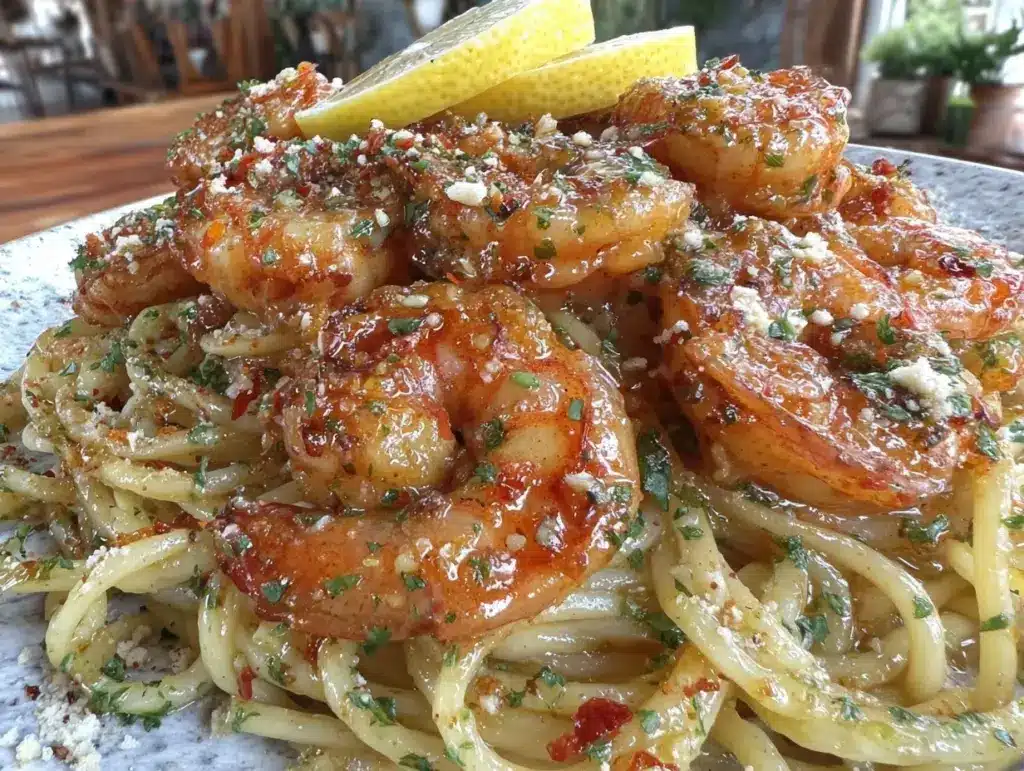 quick garlic butter shrimp pasta - featured image