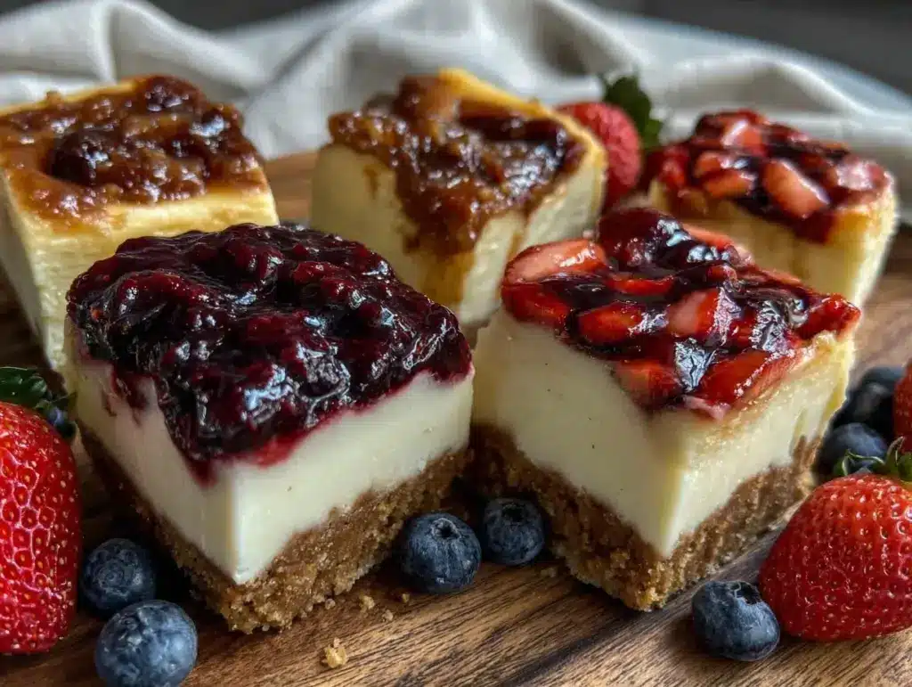 red white and blue cheesecake bars - featured image