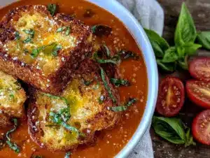 roasted tomato basil bisque - featured image