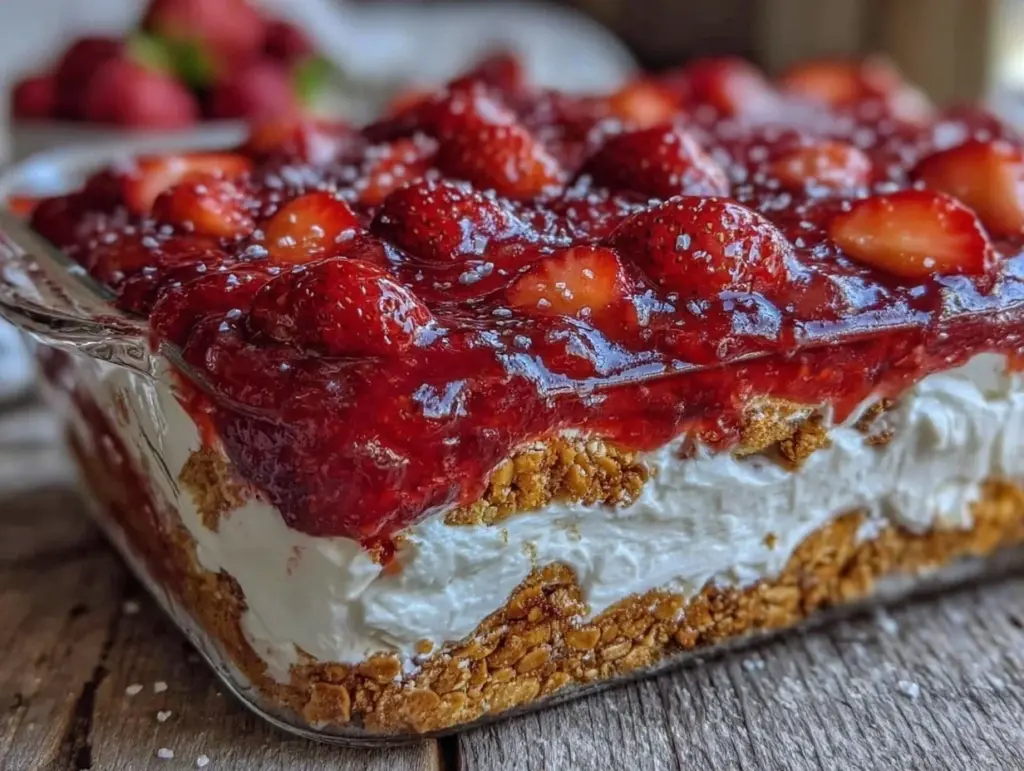 strawberry pretzel salad - featured image