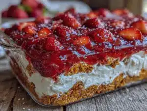 strawberry pretzel salad - featured image