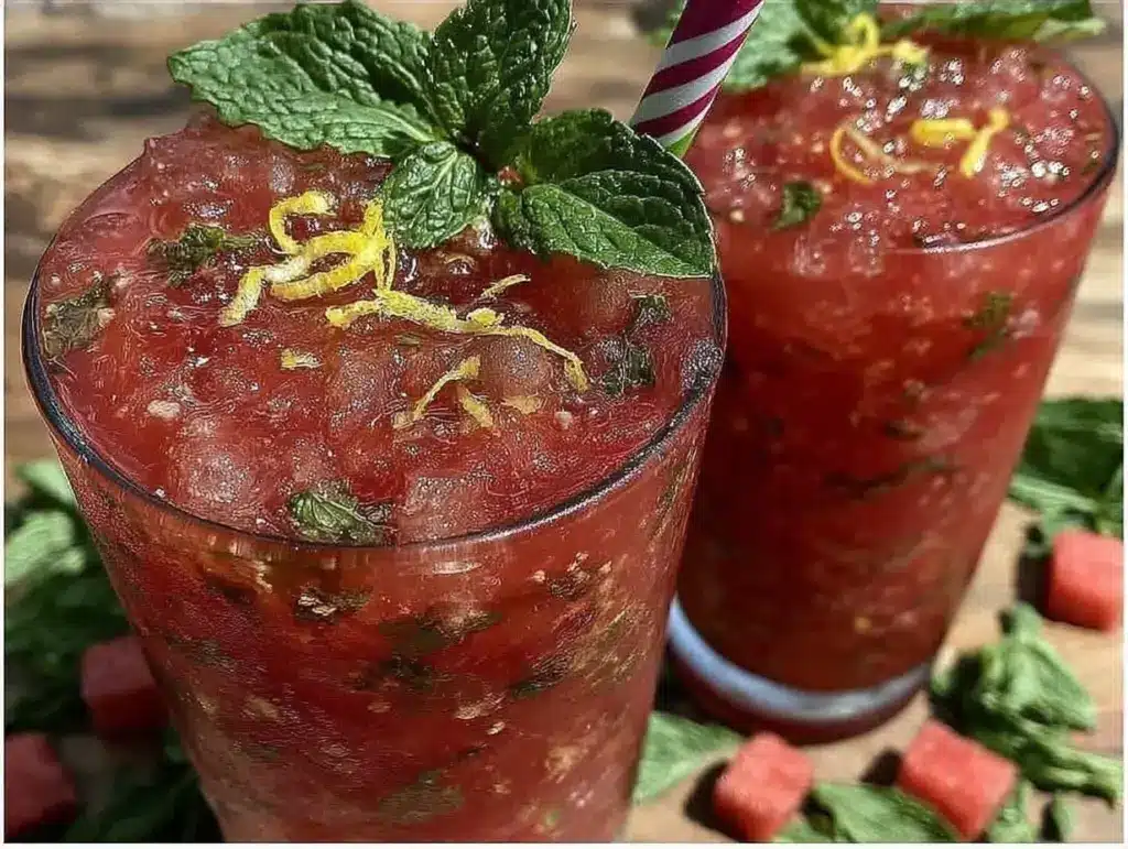 watermelon mint lemonade slushie - featured image