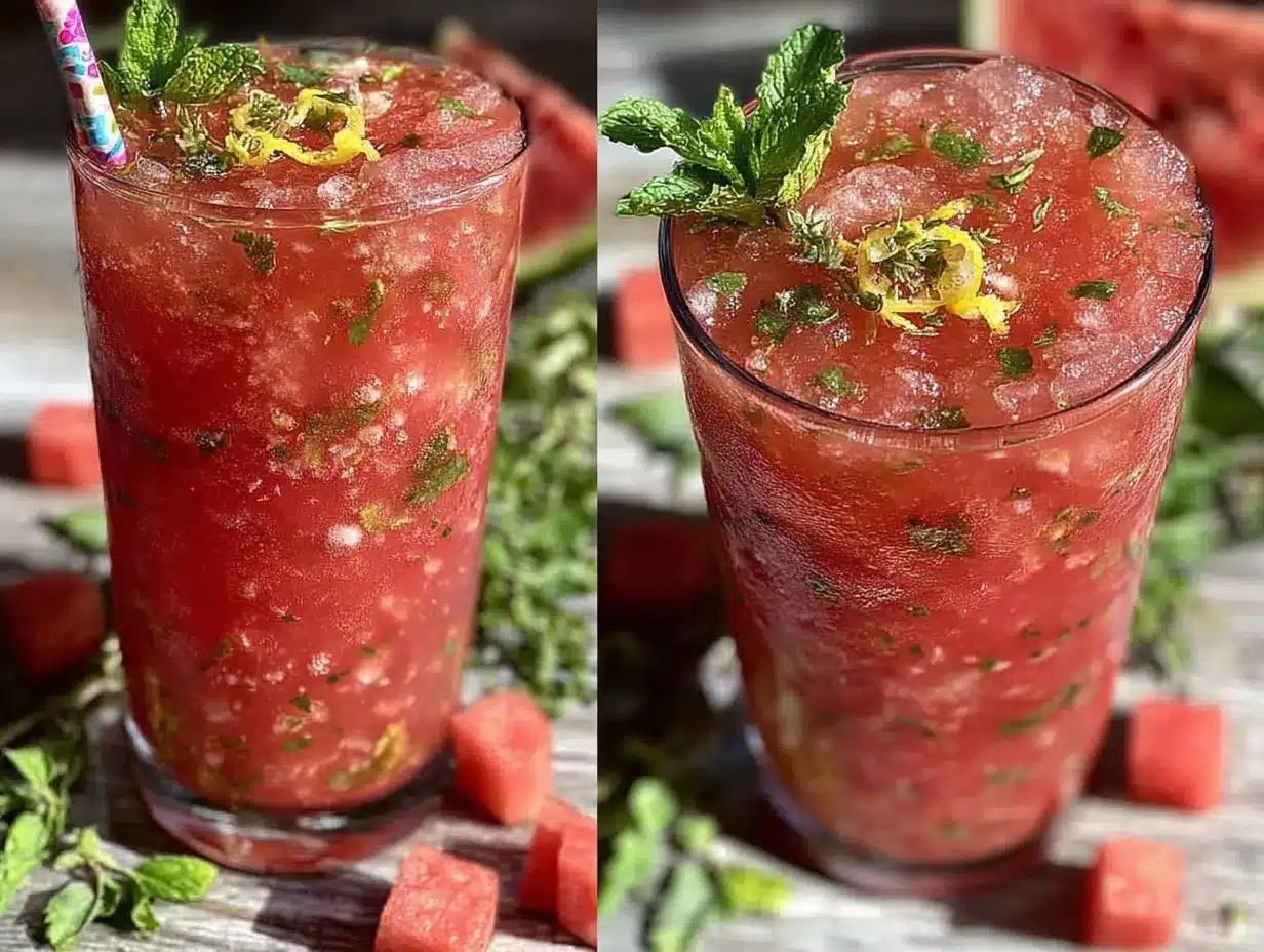 watermelon mint lemonade slushie preparation steps