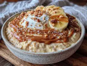 creamy overnight peanut butter protein oats - featured image