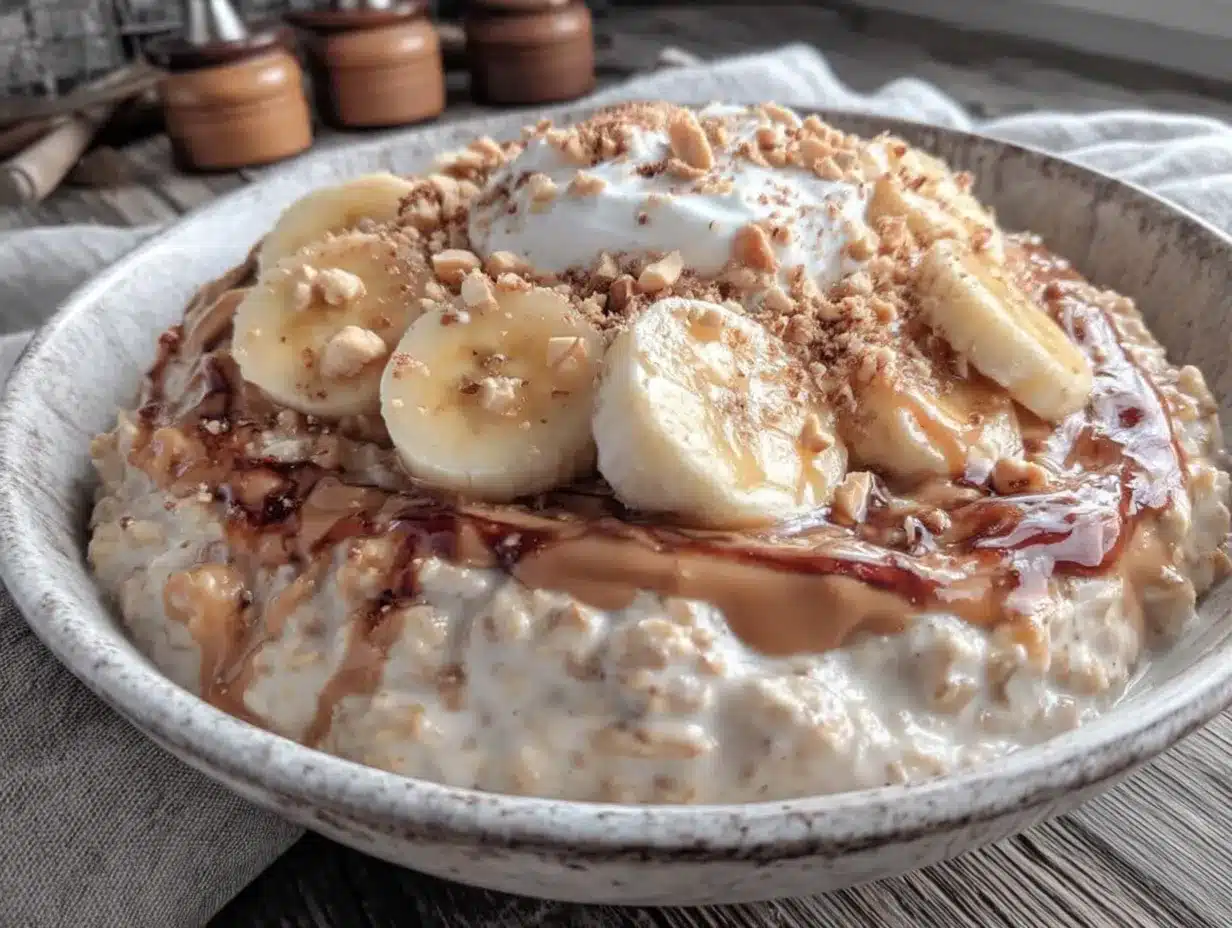 creamy overnight peanut butter protein oats preparation steps