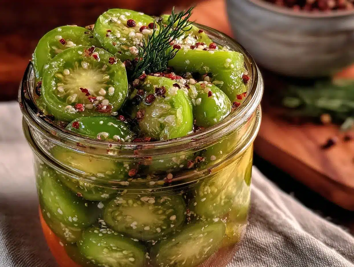 pickled green tomatoes preparation steps