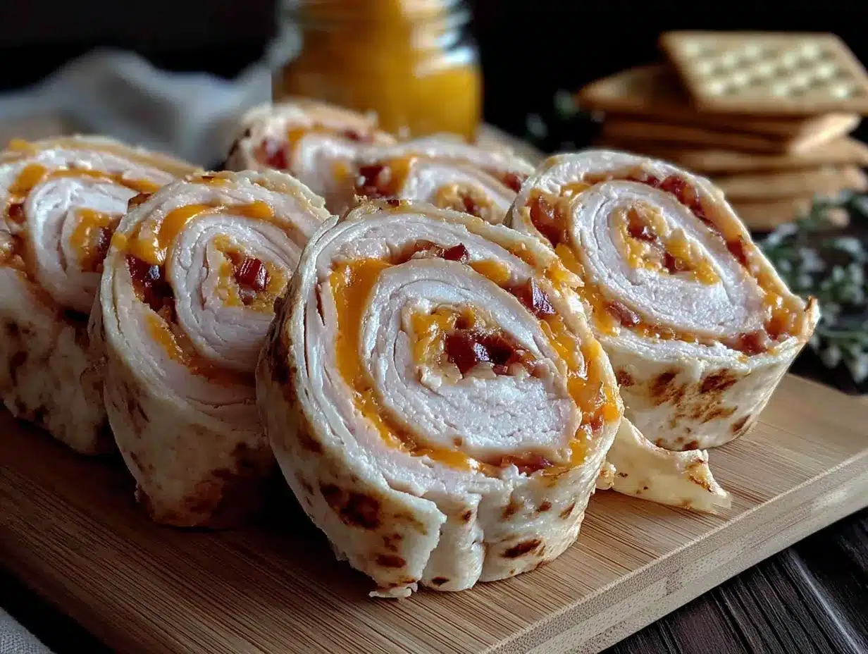 Turkey cheddar pinwheel bites preparation steps